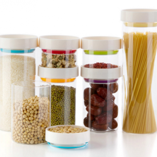 Kitchen Canister grains noodles sealed bottle - Garden European-stackable lid transparent glass sealed cans